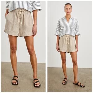 NWT Rails Foster Short Size Small Heathered Flax 100% Linen Lagenlook Minimalist